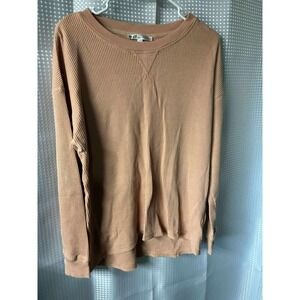 Seven7 Brown/salmon Long Sleeve Thermal Size Medium‎ Woman